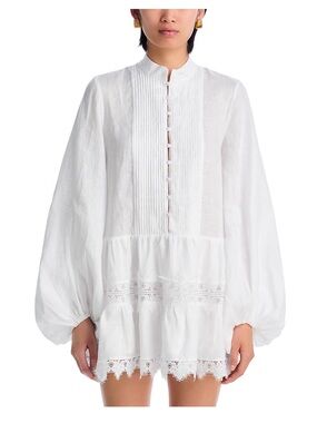 bardot remy balloon sleeve lace dress Bardot Remy Lace Long Sleeve Mini Dress
